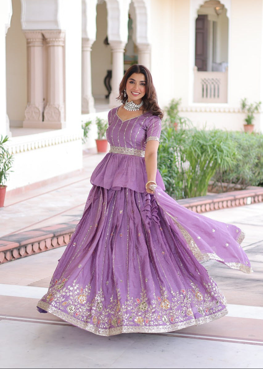 Purple Celestial Zari Lehenga