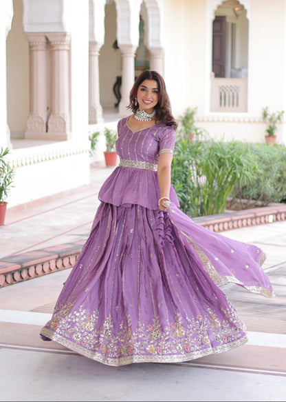 Purple Celestial Zari Lehenga