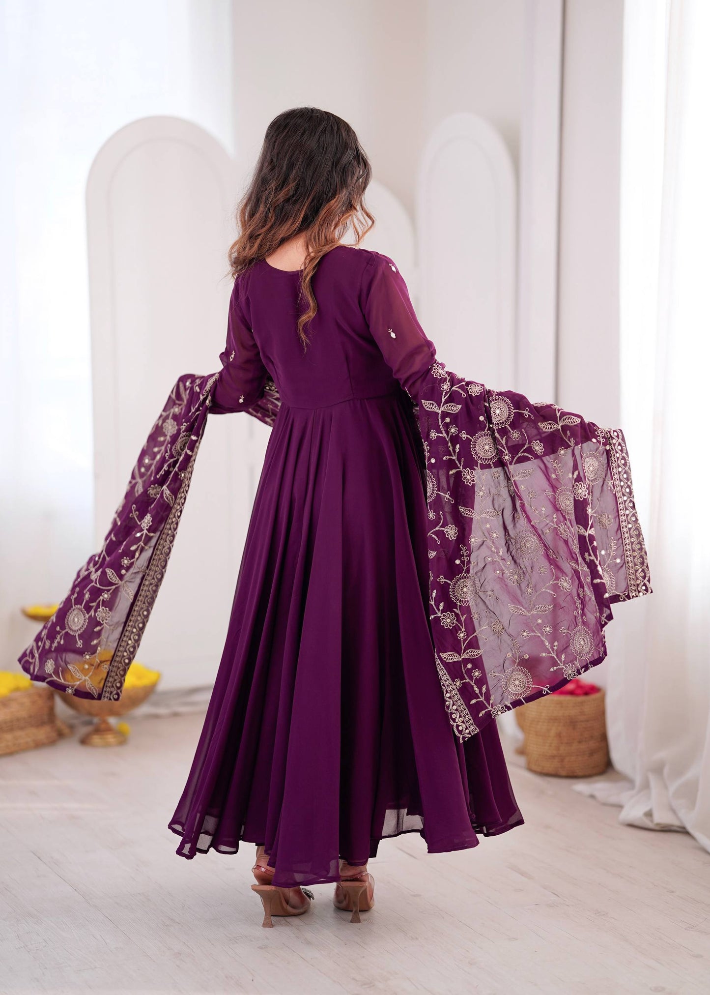 Ruhani Mirror Embroidered Gown Set