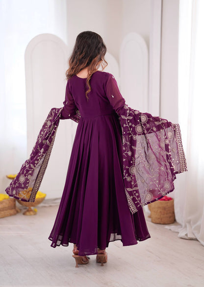 Ruhani Mirror Embroidered Gown Set