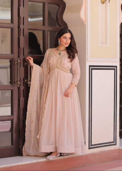 Soft Glow Sequins Embroidered Gown