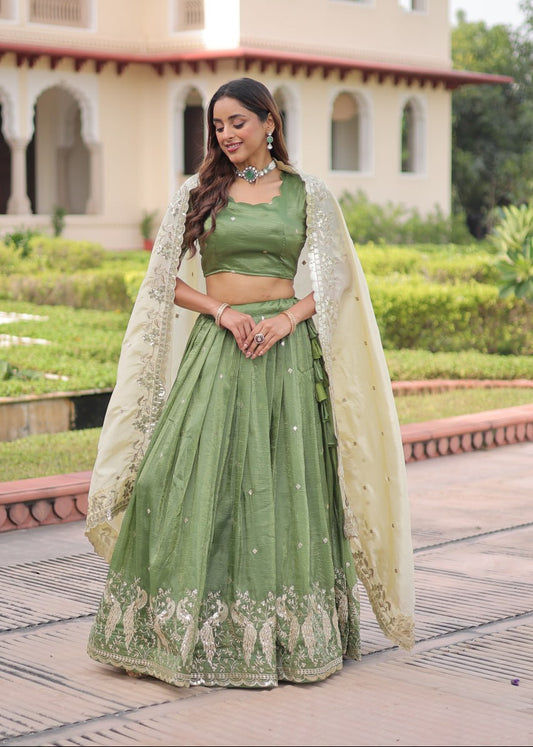 Ethereal Zari Embroidered Lehenga Set