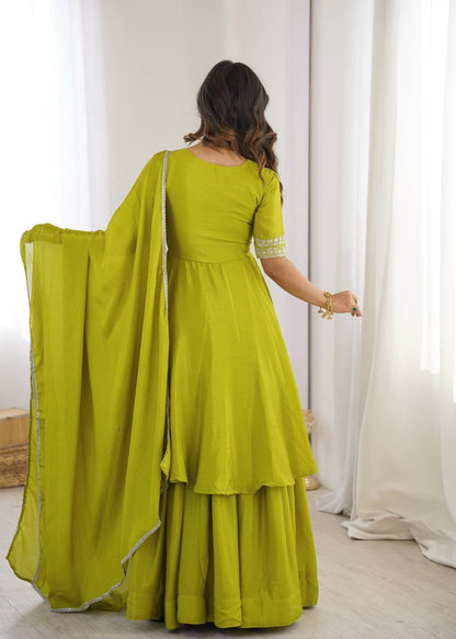 Dreamy Embroidered Chinon Palazzo Set
