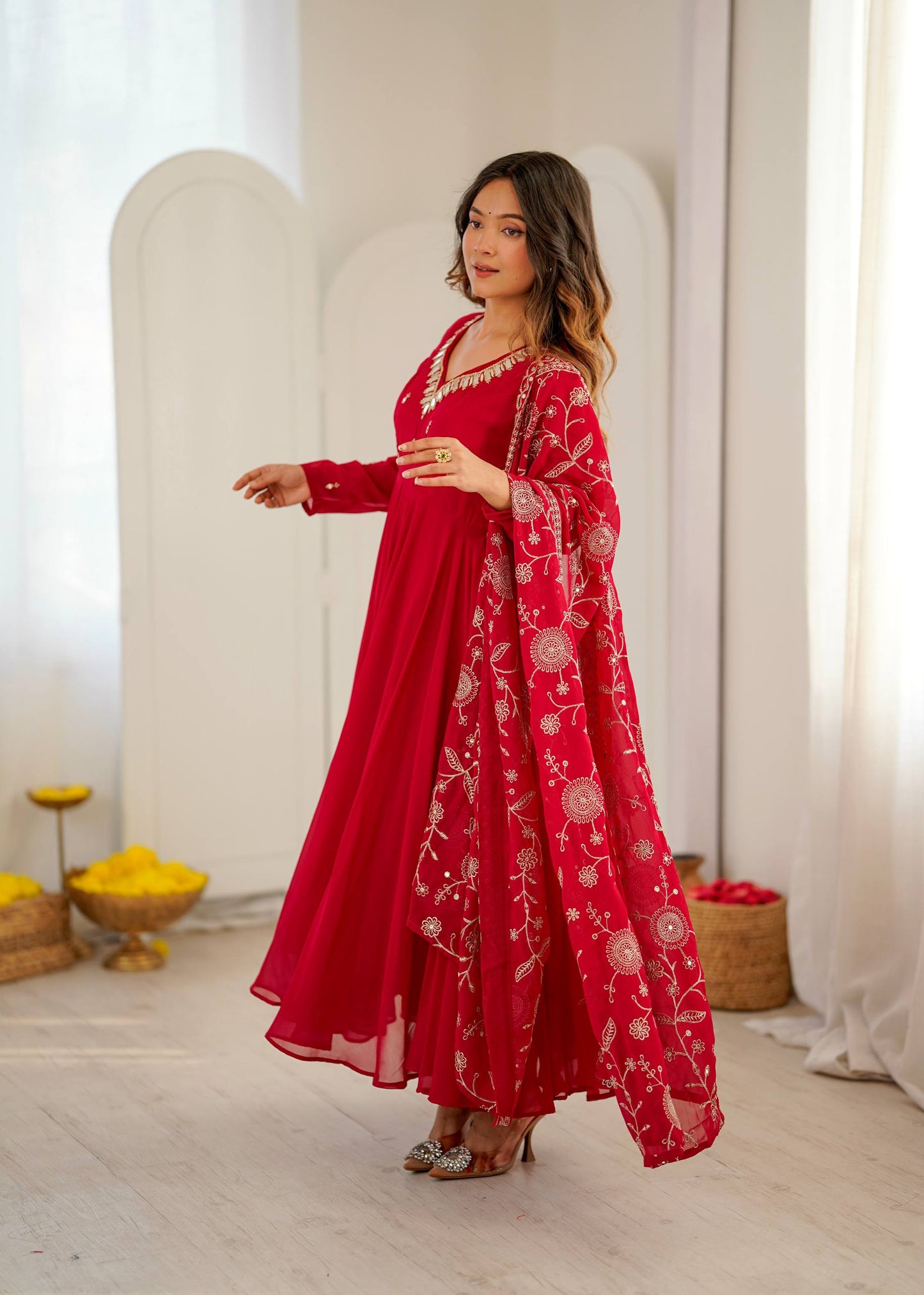Ruhani Mirror Embroidered Gown Set