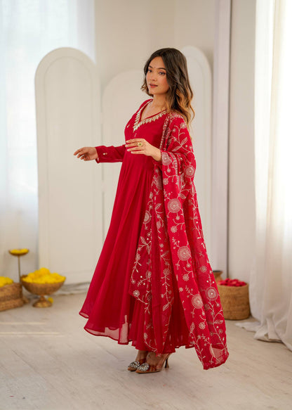 Ruhani Mirror Embroidered Gown Set