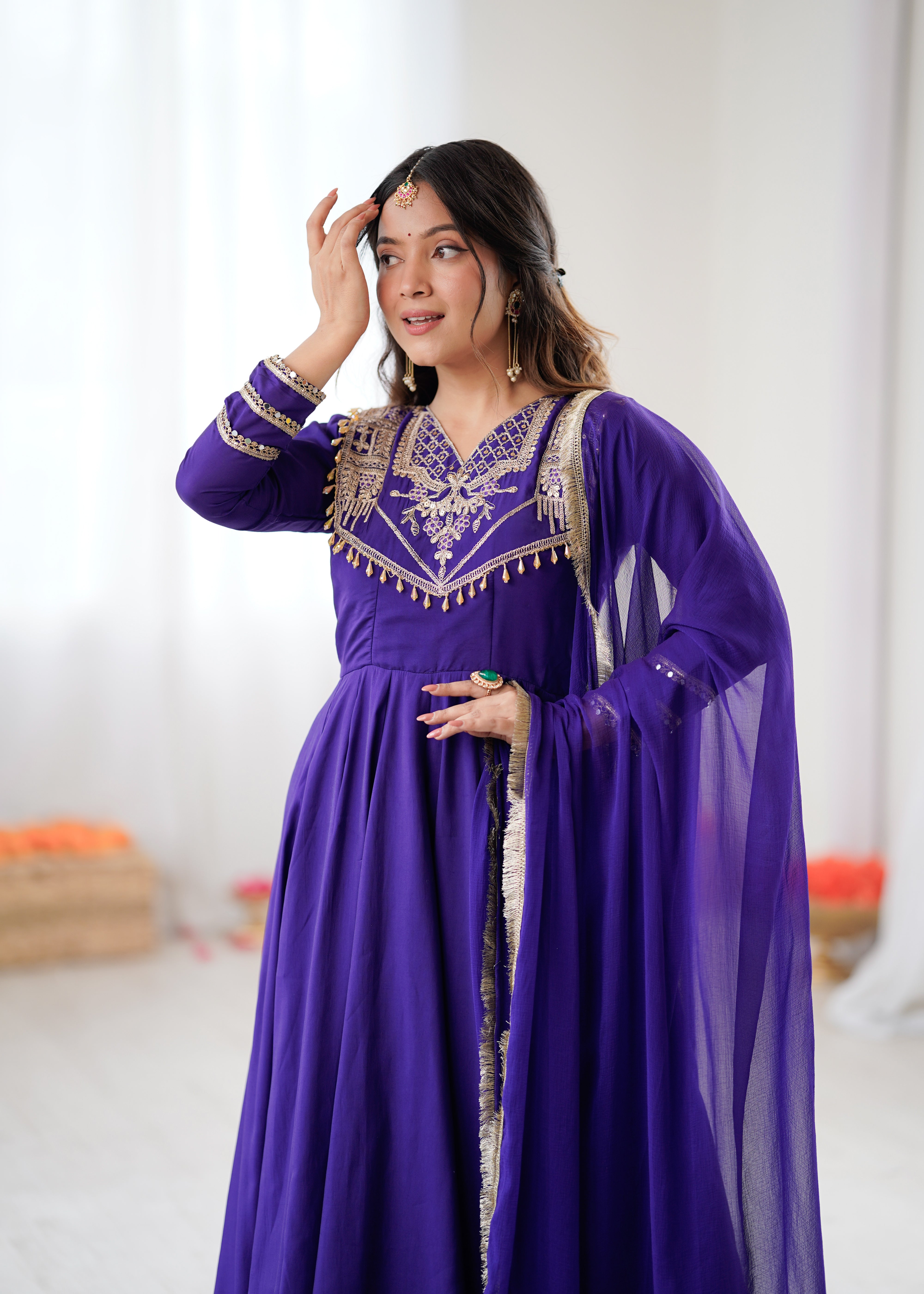 Roman Silk Designer Anarkali Set
