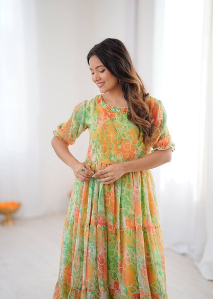 Pastel Bloom Georgette Maxi Dress