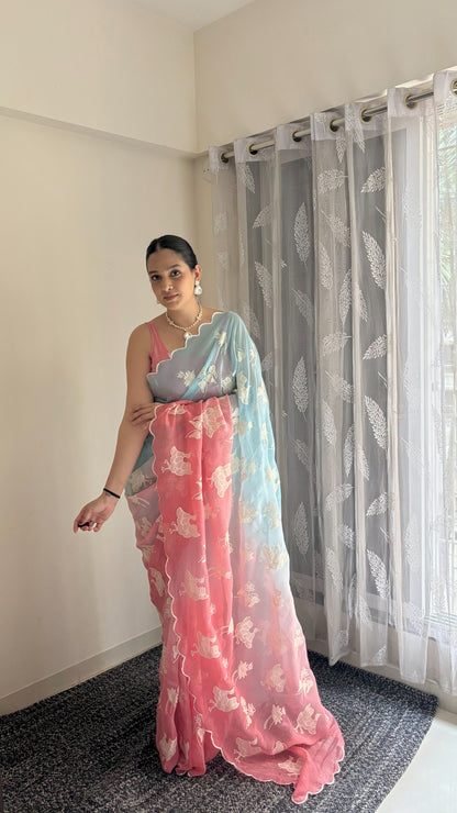 Designer Dual Shade Saree