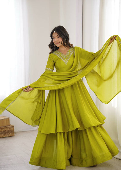 Dreamy Embroidered Chinon Palazzo Set