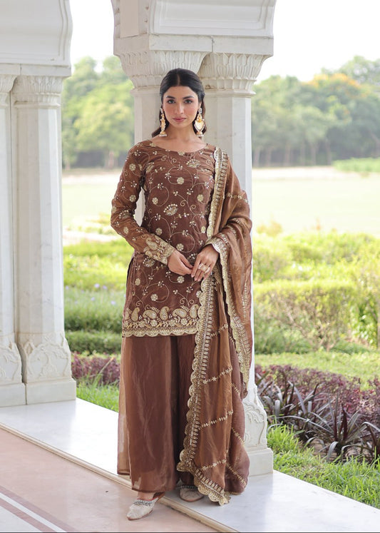 Festive Sequins Kurta Sharara Set