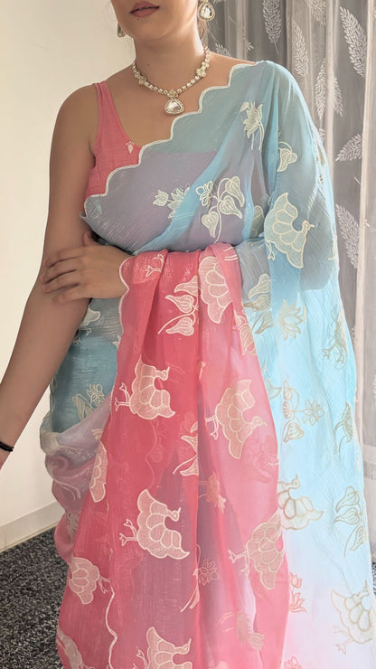Designer Dual Shade Saree
