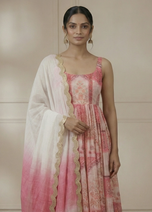 Elegant Printed Organza Anarkali