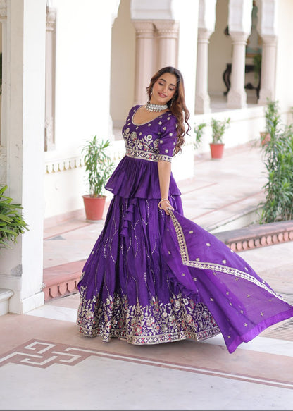 Royal Purple Embroidered Lehenga Choli