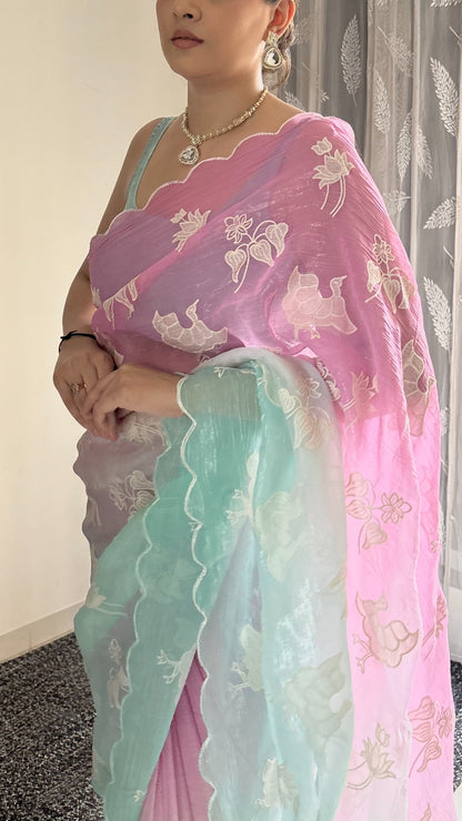 Designer Dual Shade Saree