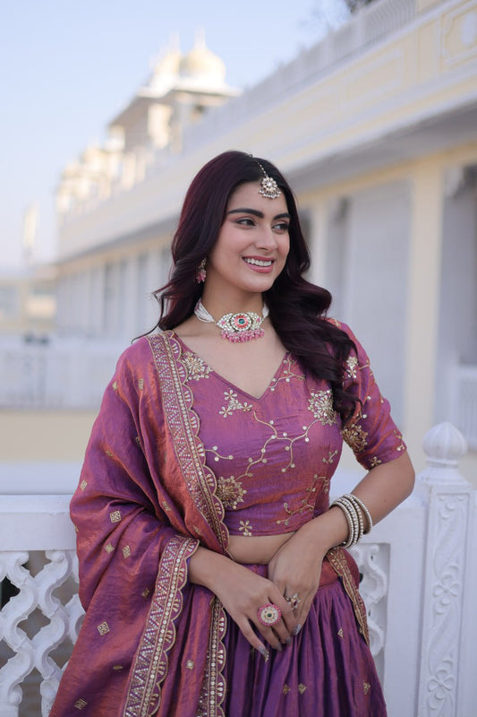 Shaahi Zari-Sequins YSL Silk Lehenga