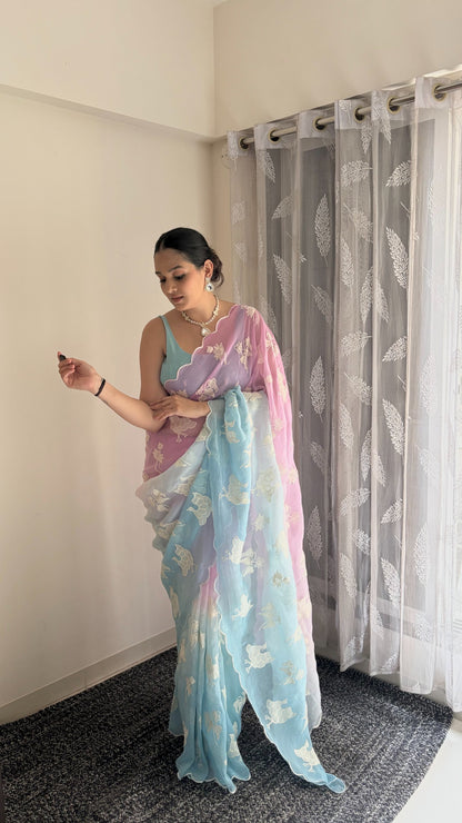 Designer Dual Shade Saree