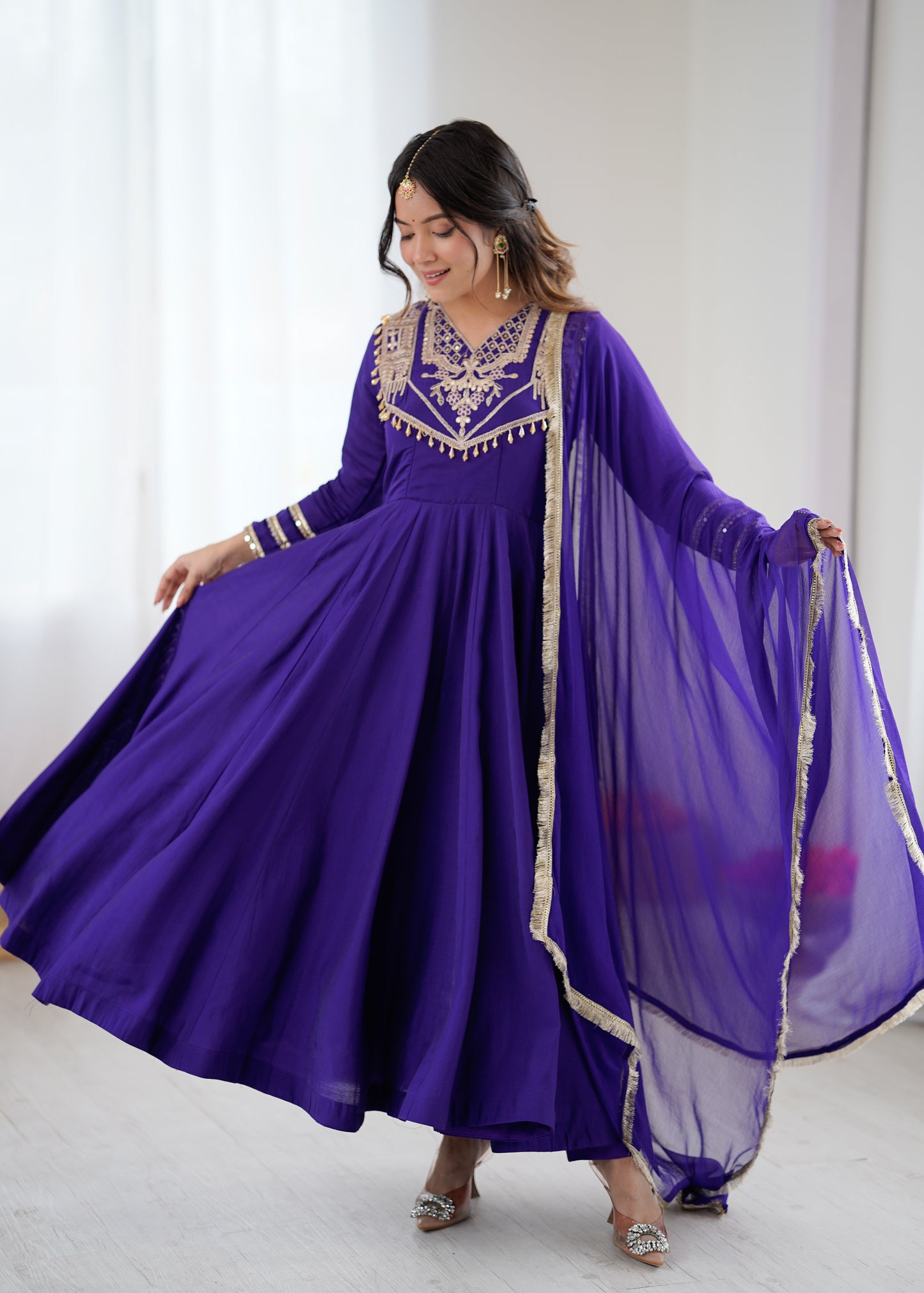 Roman Silk Designer Anarkali Set