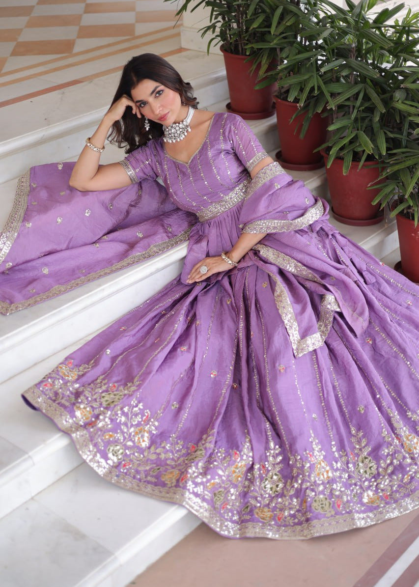 Purple Celestial Zari Lehenga