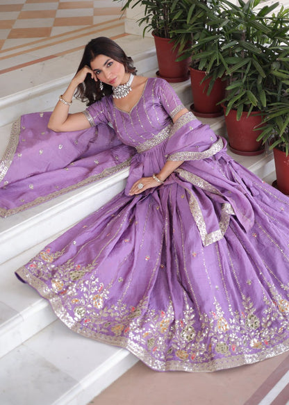 Purple Celestial Zari Lehenga