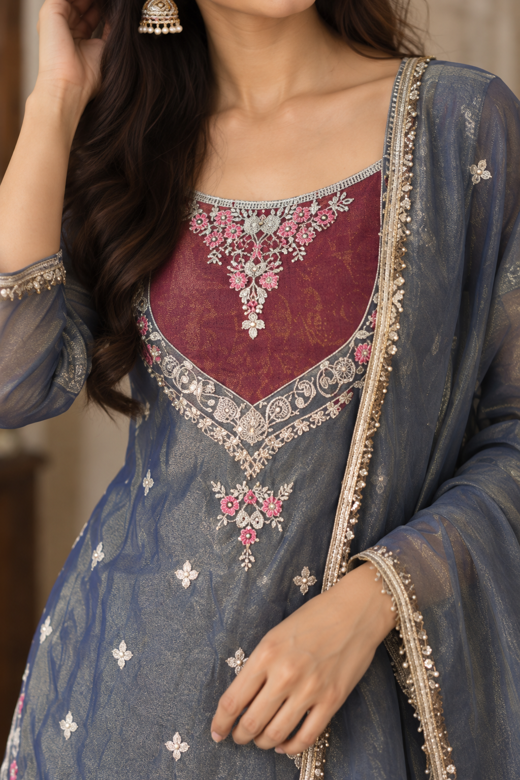 Elegant Festive Embroidered Suit